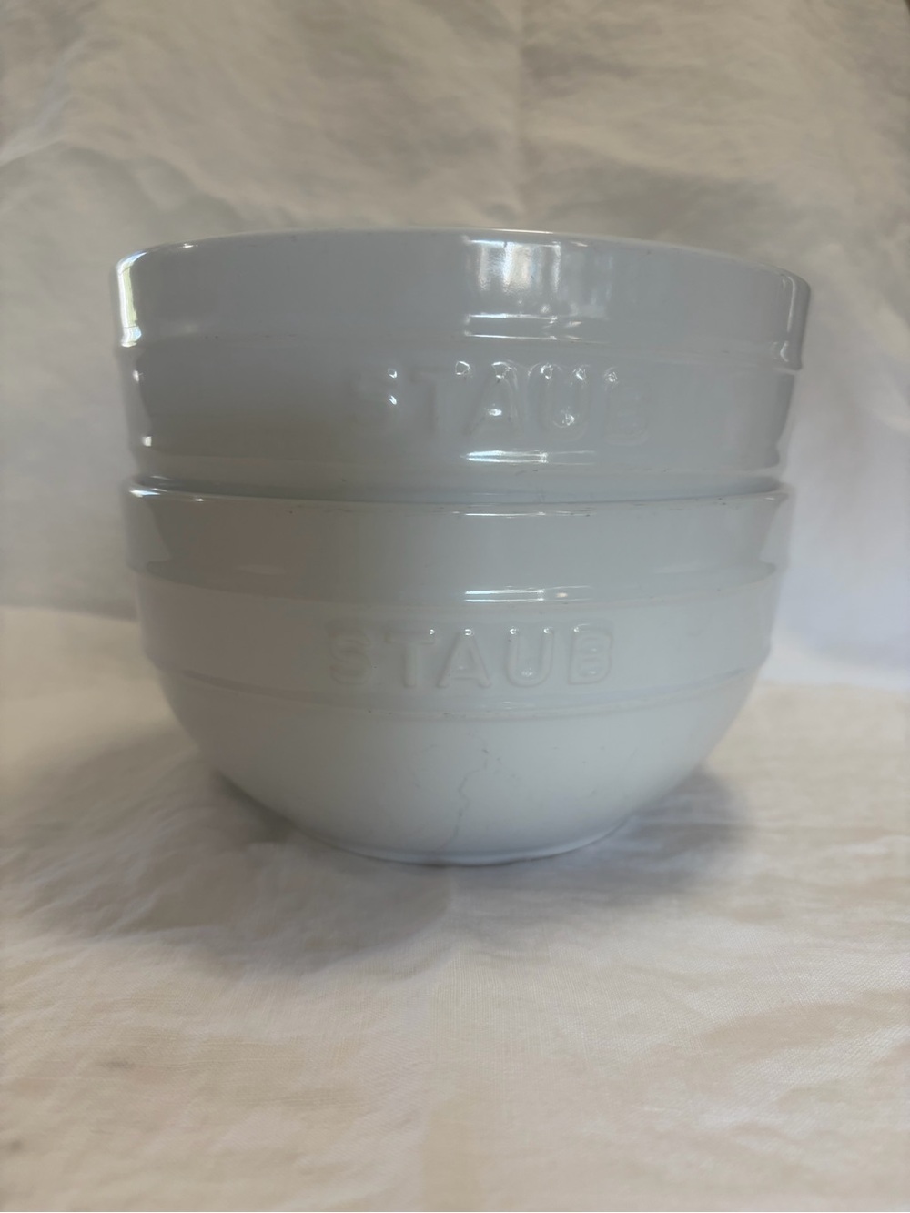 Set of 2 STAUB white ceramic bowls